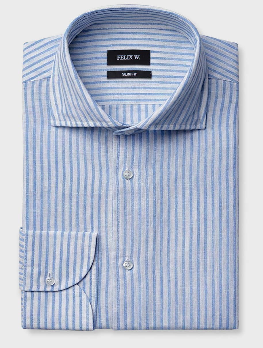 HEMD LEINEN - STRIPES COLOR LIGHT BLUE EN TED