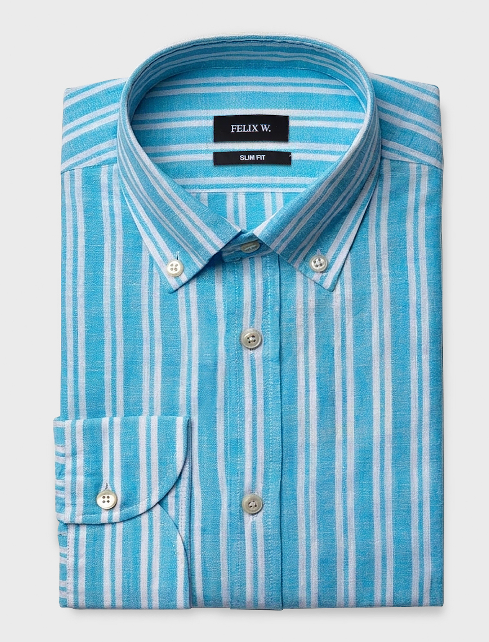 HEMD LEINEN - STRIPES COLOR TURQUOISE EN