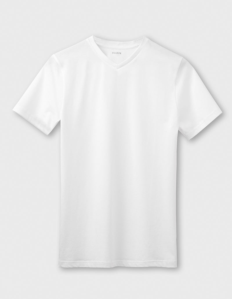 T-Shirt V-Neck. Weiss